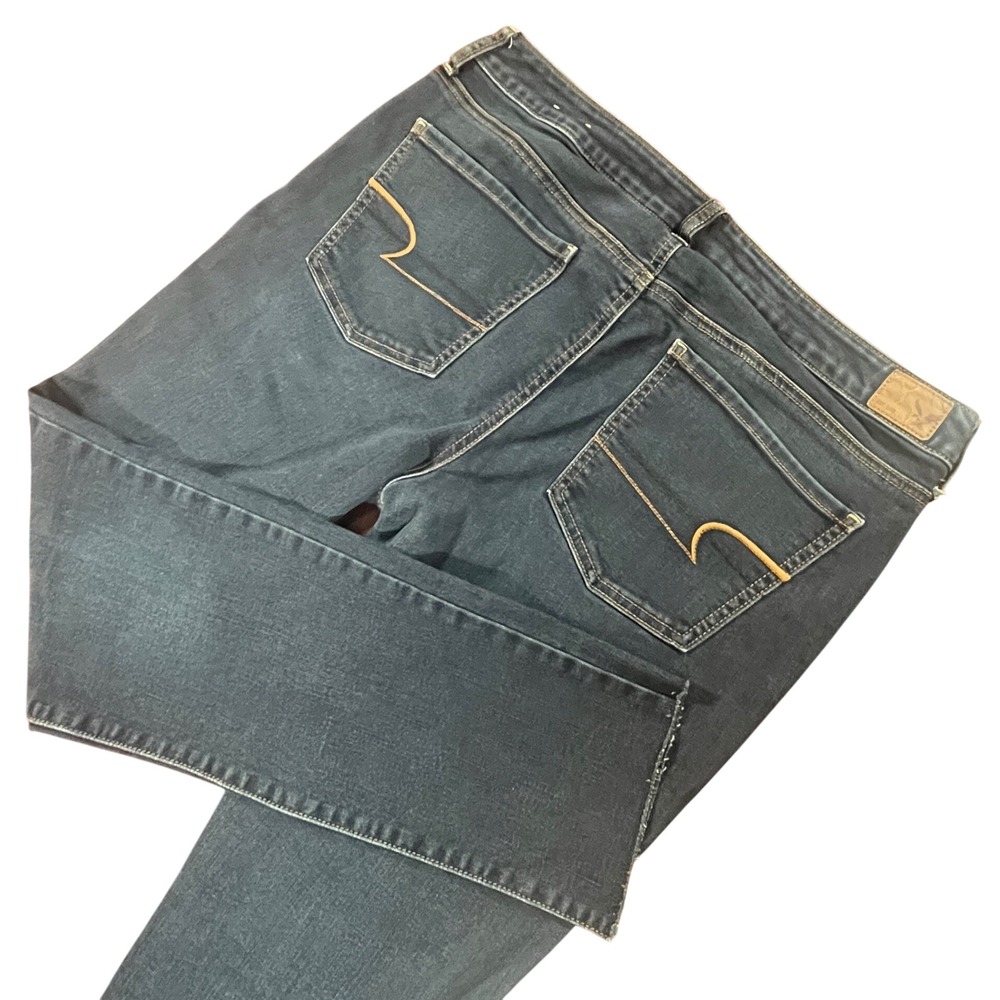 American Eagle Jegging Womens Tag 14L Meas 36x28.5 Dark Wash Custom Raw Hem EUC